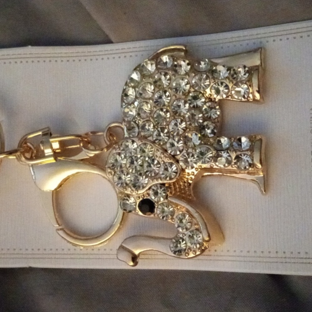 GOLD ELEPHANT PURSE CHARM KEY FOB TRUNK UP GOOD LUCK 4 IN OFFERS WELCOME